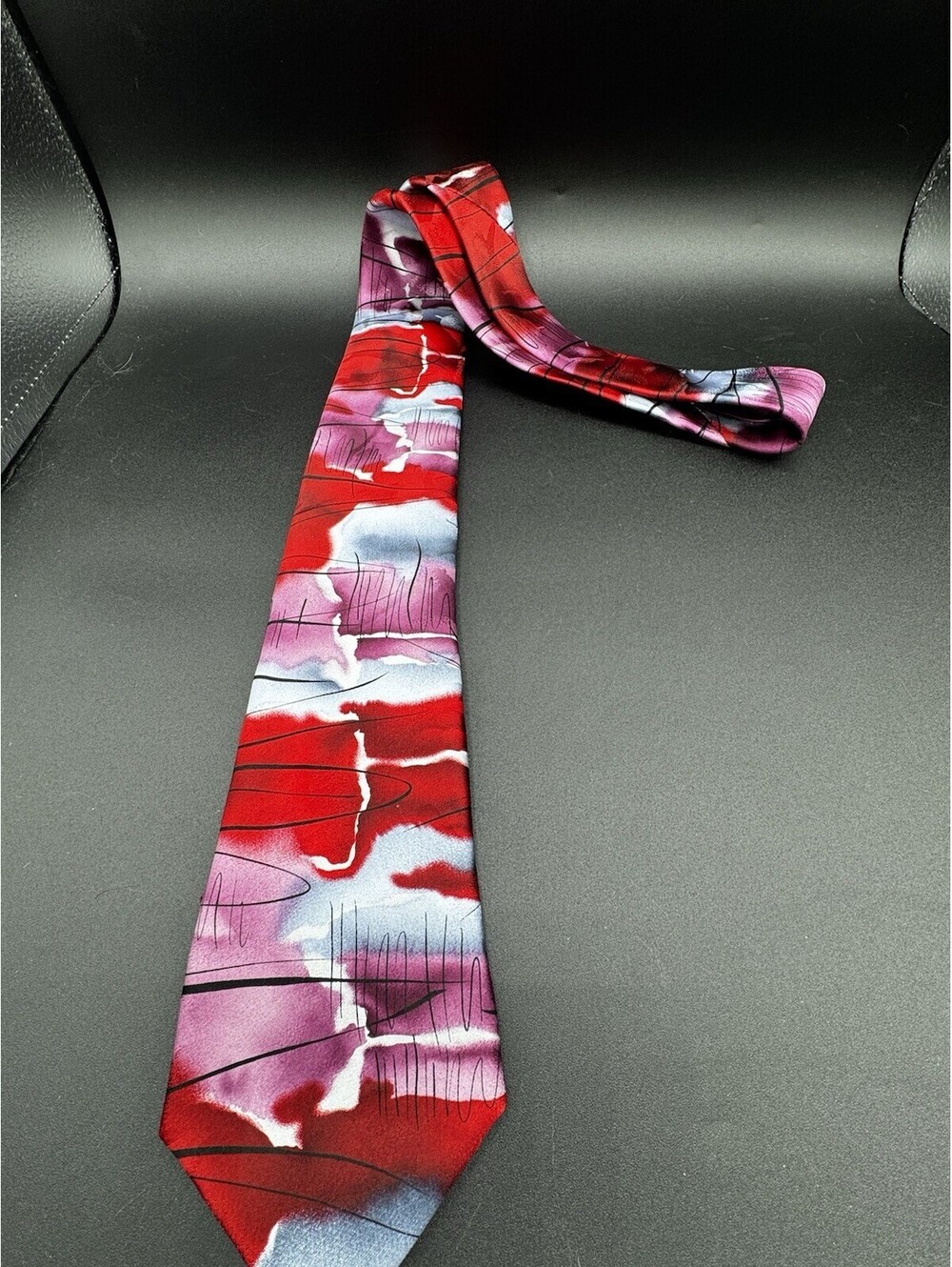 Jerry Garcia Landscape Collection 54 Silk Necktie Red Pink Abstract Art